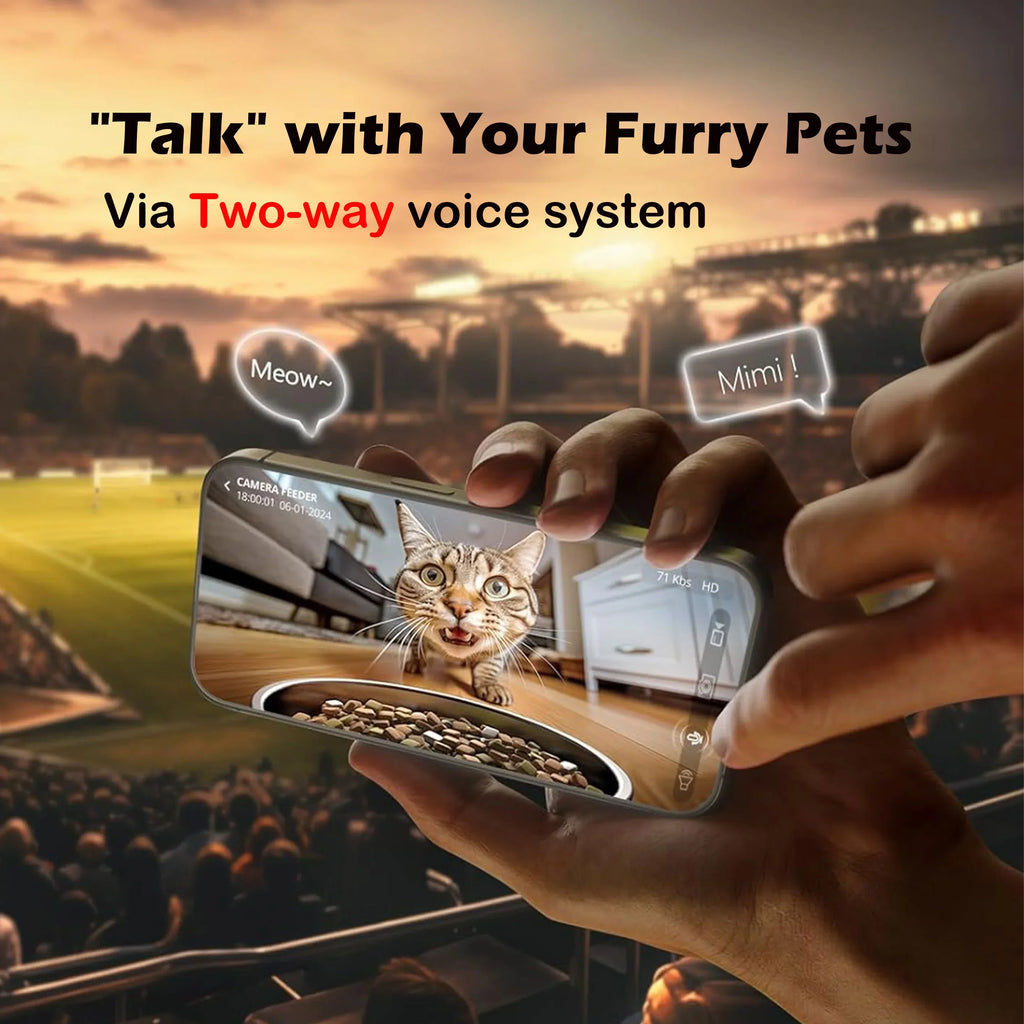 Smart 4L Automatic Pet Feeder with 1080P Camera & Night Vision, App-Controlled Voice Recorder Remote Feeding for Cats & Dogs