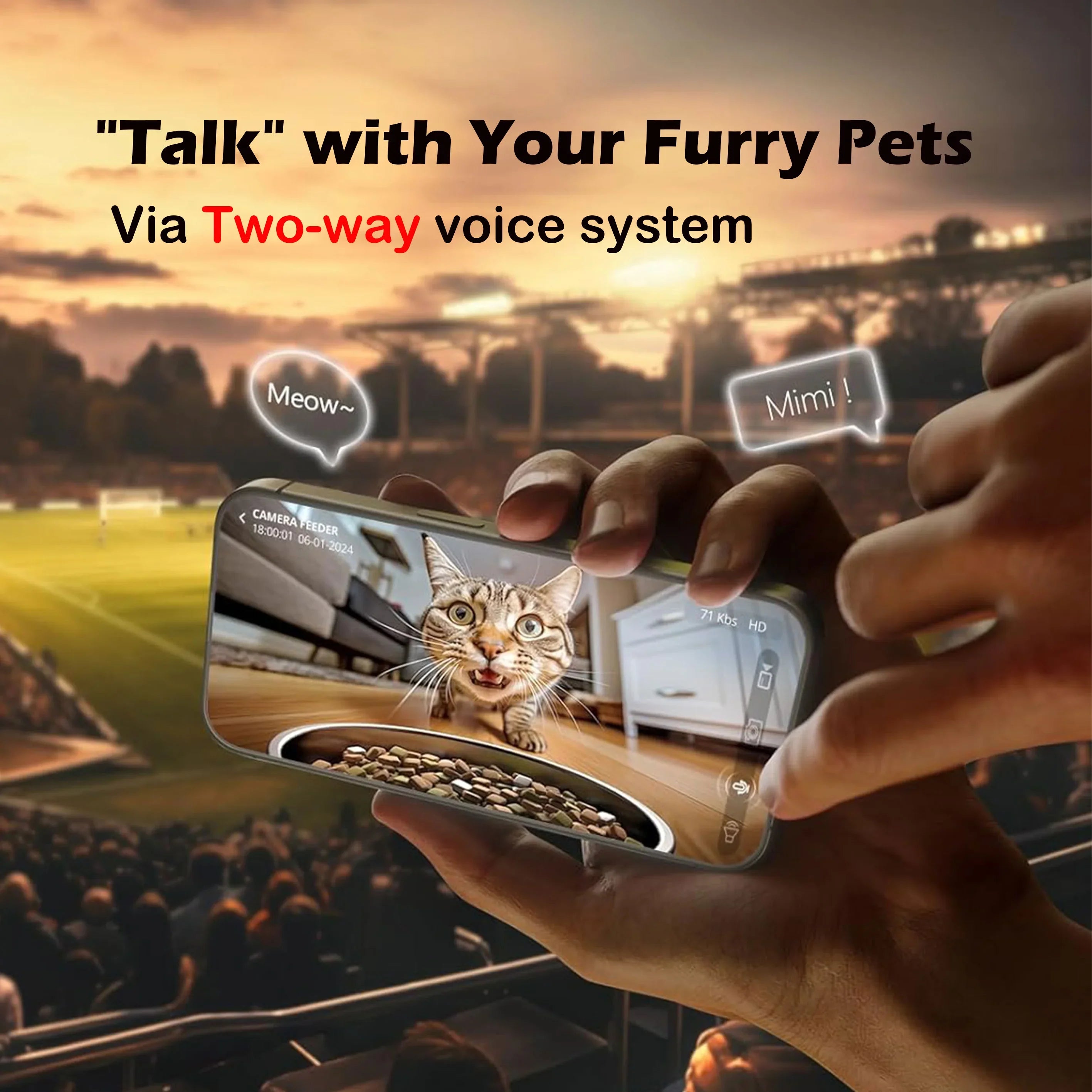 Smart 4L Automatic Pet Feeder with 1080P Camera & Night Vision, App-Controlled Voice Recorder Remote Feeding for Cats & Dogs