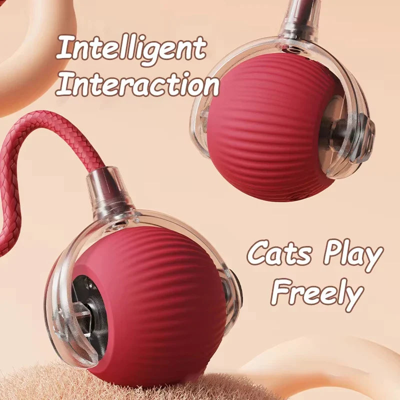 Rechargeable Automatic Rolling Pet Ball — Interactive Plush Tail Toy for Cats & Small Dogs